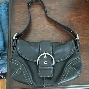 FINAL PRICE Beautiful black leather coach mini bag . Like new!!!